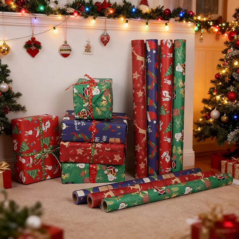 10m/roll Kraft Christmas Wrapping Paper