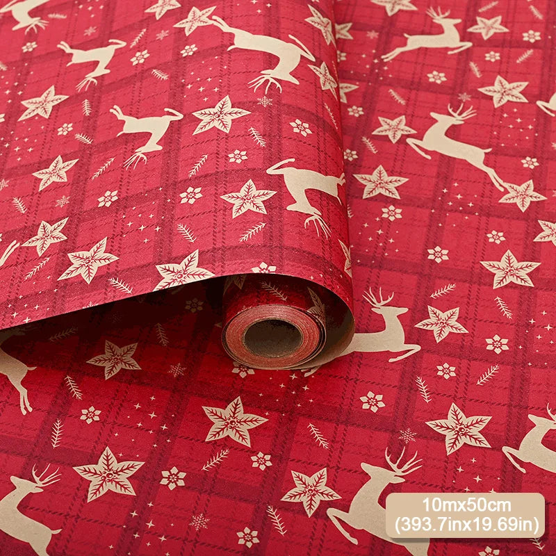10m/roll Kraft Christmas Wrapping Paper