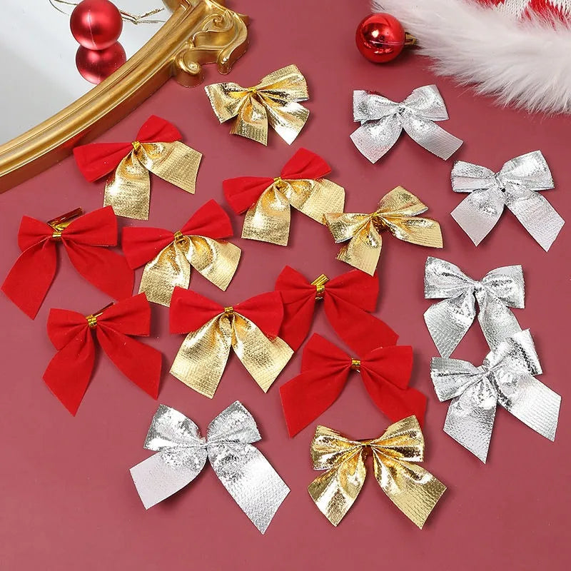 12Pcs 5cm Christmas Decorations Bow Xmas Tree