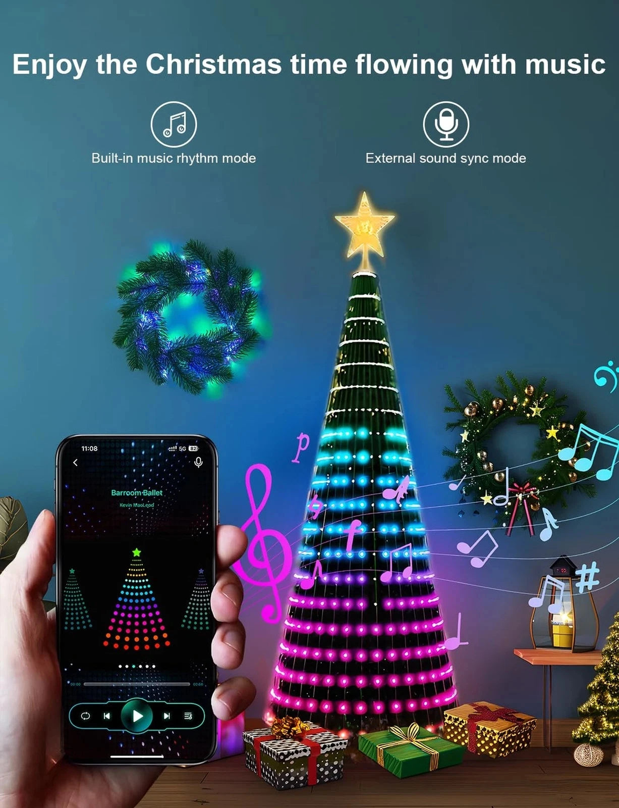 1.8/2.1M Smart RGB Fairy String Light Christmas Tree Light