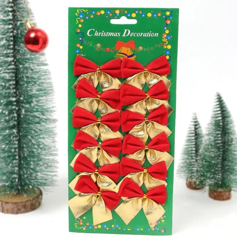 12Pcs 5cm Christmas Decorations Bow Xmas Tree