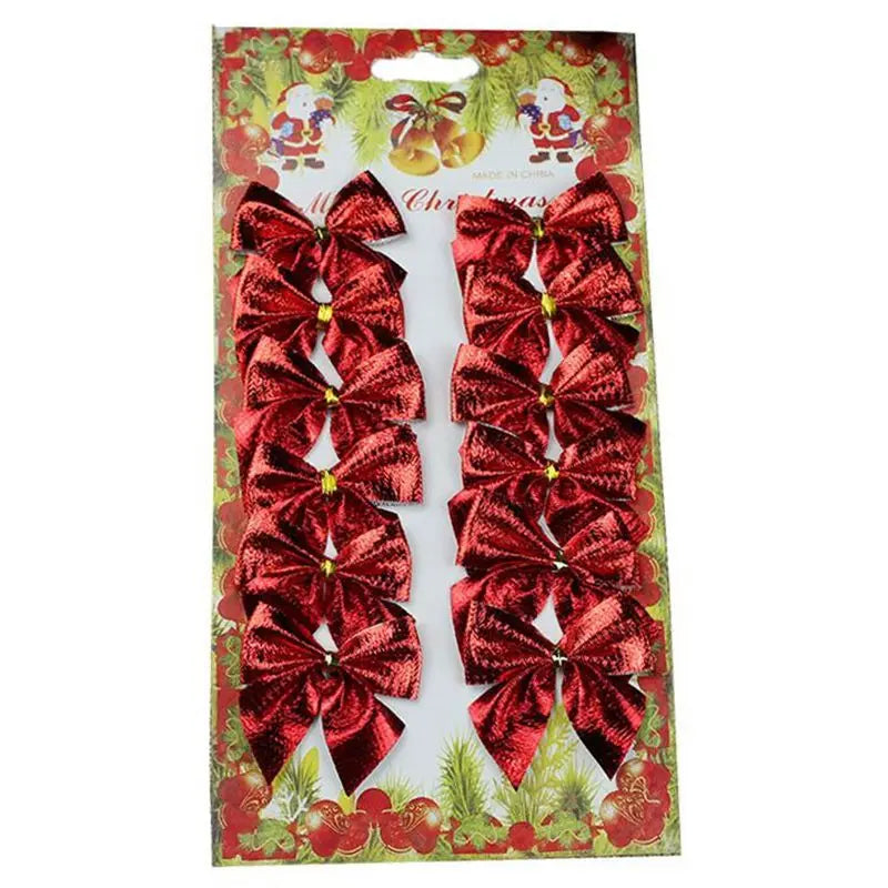 12Pcs 5cm Christmas Decorations Bow Xmas Tree