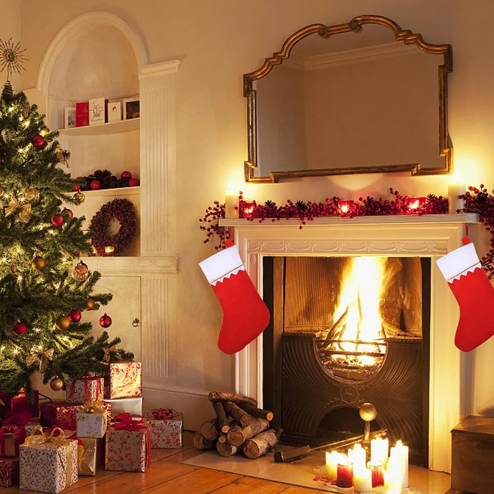 12 Pack Red Felt Christmas Stockings