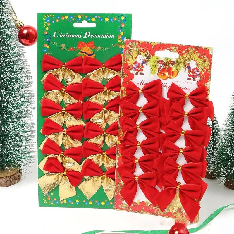 12Pcs 5cm Christmas Decorations Bow Xmas Tree