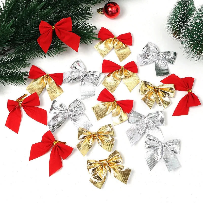 12Pcs 5cm Christmas Decorations Bow Xmas Tree