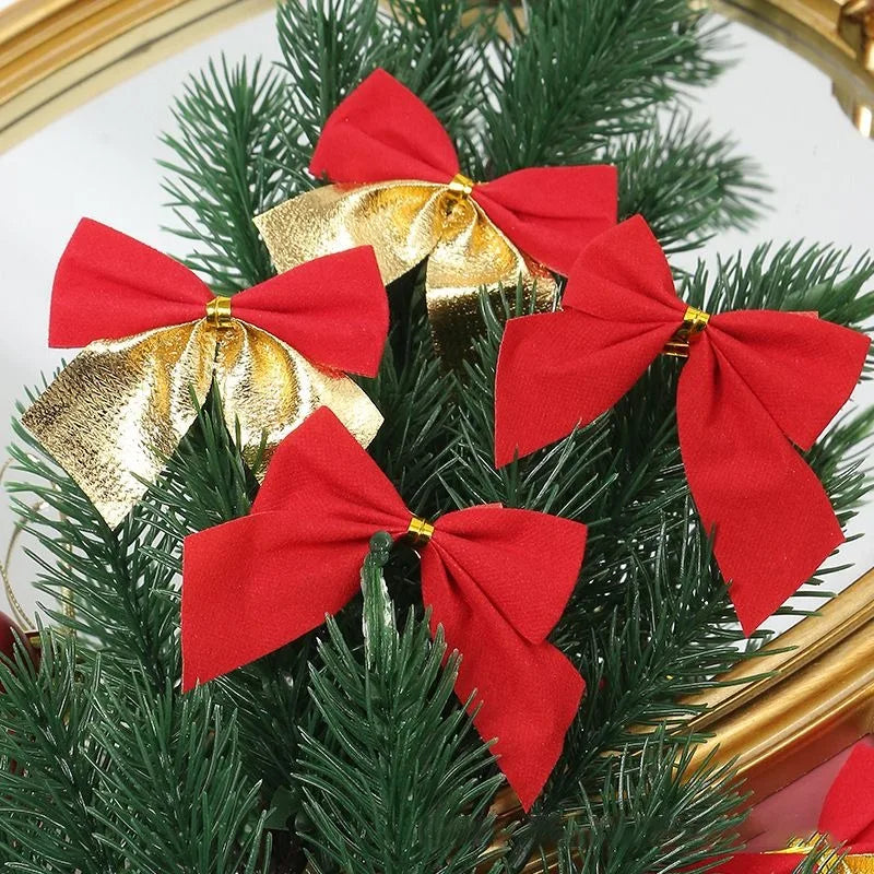 12Pcs 5cm Christmas Decorations Bow Xmas Tree