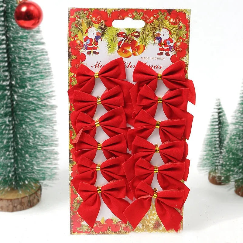 12Pcs 5cm Christmas Decorations Bow Xmas Tree