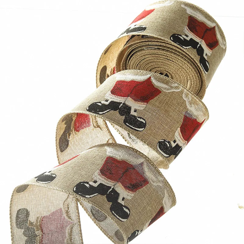 10yards 6cm Wide Printed Rib Band Christmas Bow