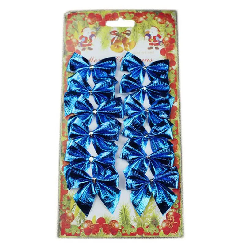 12Pcs 5cm Christmas Decorations Bow Xmas Tree