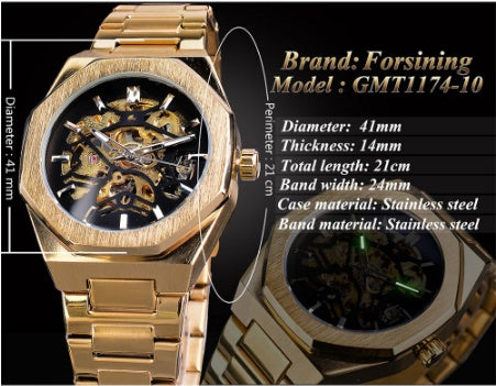 DNA Wrist Watch™ Skeleton Automatic Watch – Stainless Steel Self-Wind Luxury Timepiece