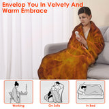 1Pc Electric Heated Flannel Throw Heated Blanket With 6 Heat Settings 1-8 Hours Auto Off Washable For Home Office Usage 59x50in