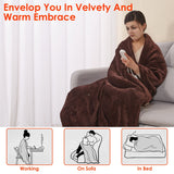 1Pc Electric Heated Flannel Throw Heated Blanket With 6 Heat Settings 1-8 Hours Auto Off Washable For Home Office Usage 59x50in