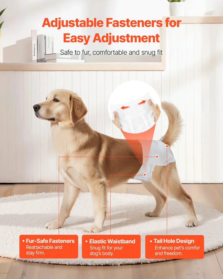 PupPants™ Female Dog Diapers (Size M) – 144 Count (2×72) Leak-Proof + Wetness Indicator