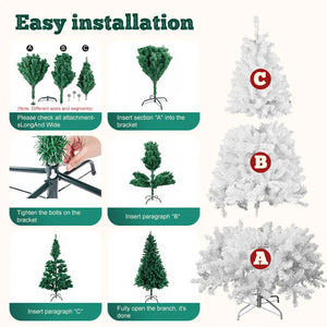 7FT White Christmas Tree with Metal Base