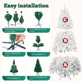 7FT White Christmas Tree with Metal Base