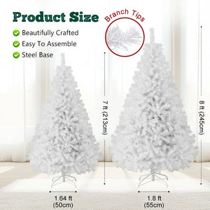 7FT White Christmas Tree with Metal Base