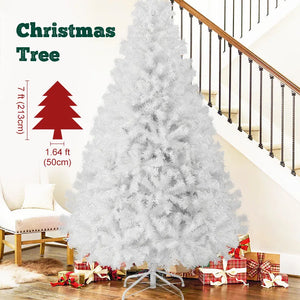 7FT White Christmas Tree with Metal Base