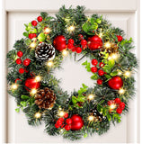 Elegant Red Christmas Wreath LED PVC Red Fruit Christmas Wreath