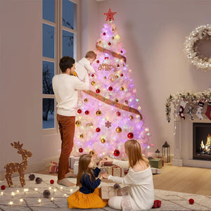 4.5/6/7.5/9Ft Prelit Christmas Tree Rose Gold Tinsel Christmas Tree