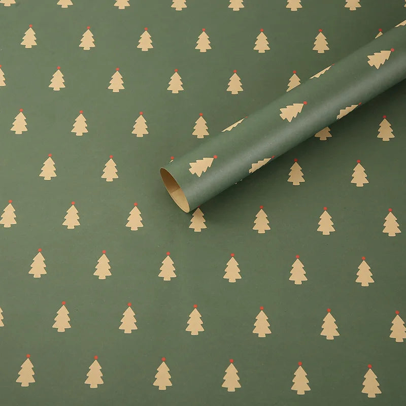 1/6pcs Christmas Wrapping Paper Vintage Kraft Paper Christmas Tree