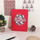 1PC Christmas snowflake floral pattern 3D pop-up greeting card