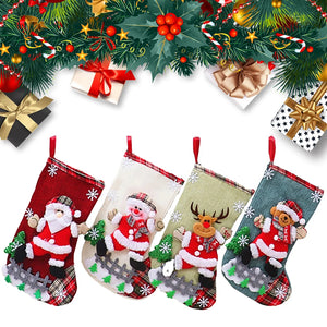 4Pcs Christmas Stockings Set Large Capacity Christmas Ornament Sock