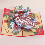 1PC Christmas snowflake floral pattern 3D pop-up greeting card