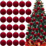 6cm Wine Red Velvet Christmas Balls