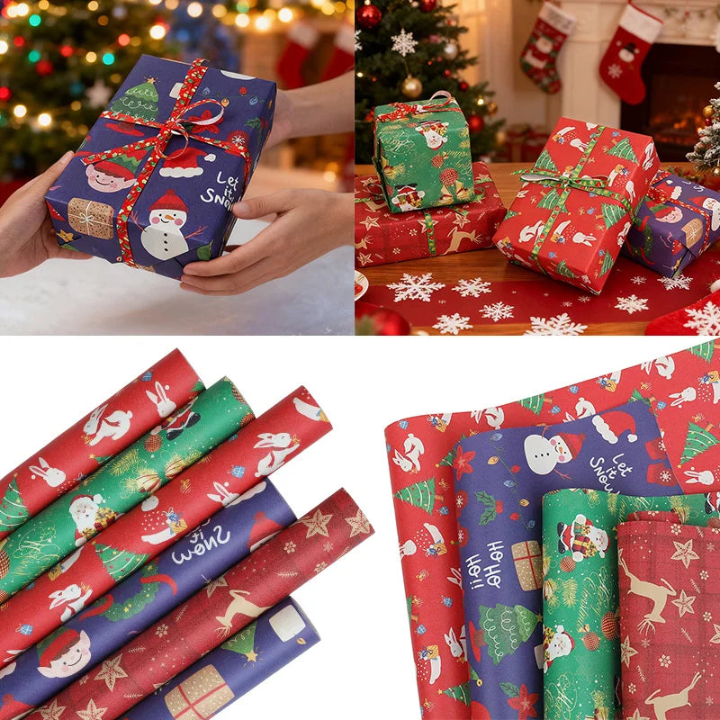 10m/roll Kraft Christmas Wrapping Paper