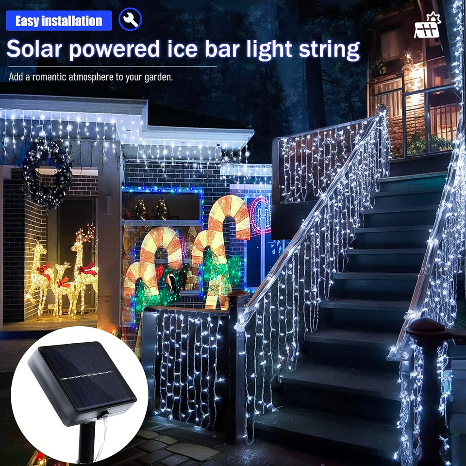 Solar LED Eaves Icicle String Lights