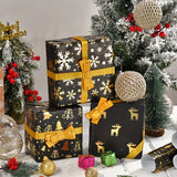 6-Pack Black and Gold Foil Christmas Wrapping Paper