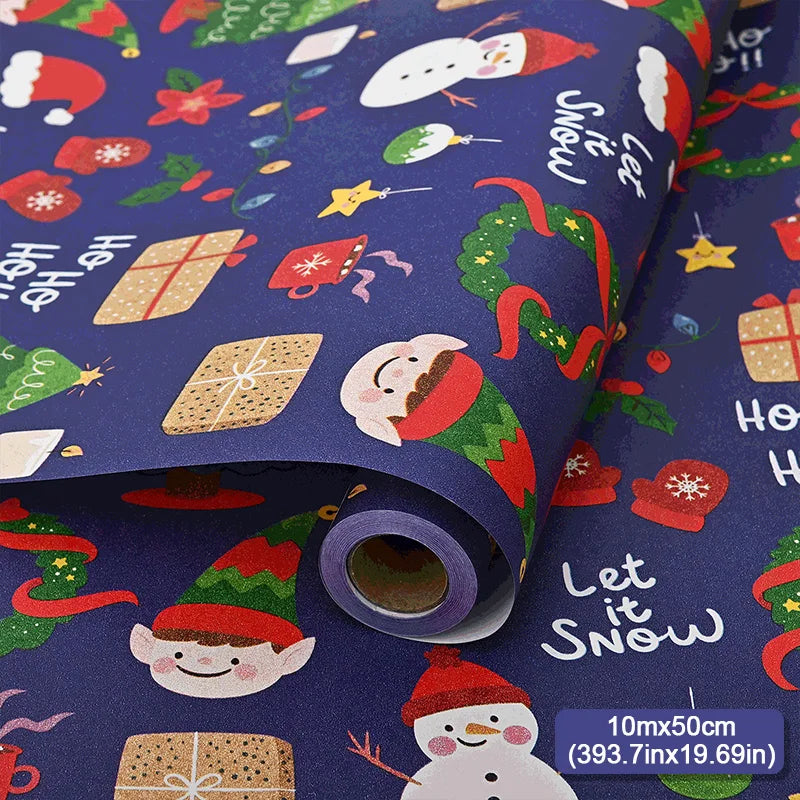 10m/roll Kraft Christmas Wrapping Paper