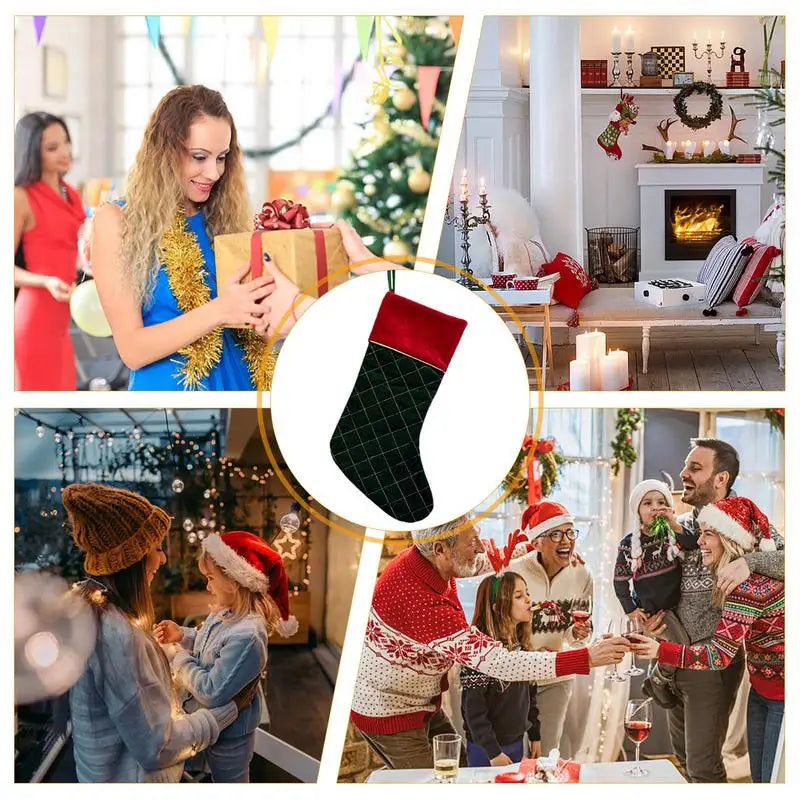 Christmas Stockings Large Space Stockings Bag Soft Fireplace Hangings Stockings Cute Stocking Decorations Smooth Christmas Sock