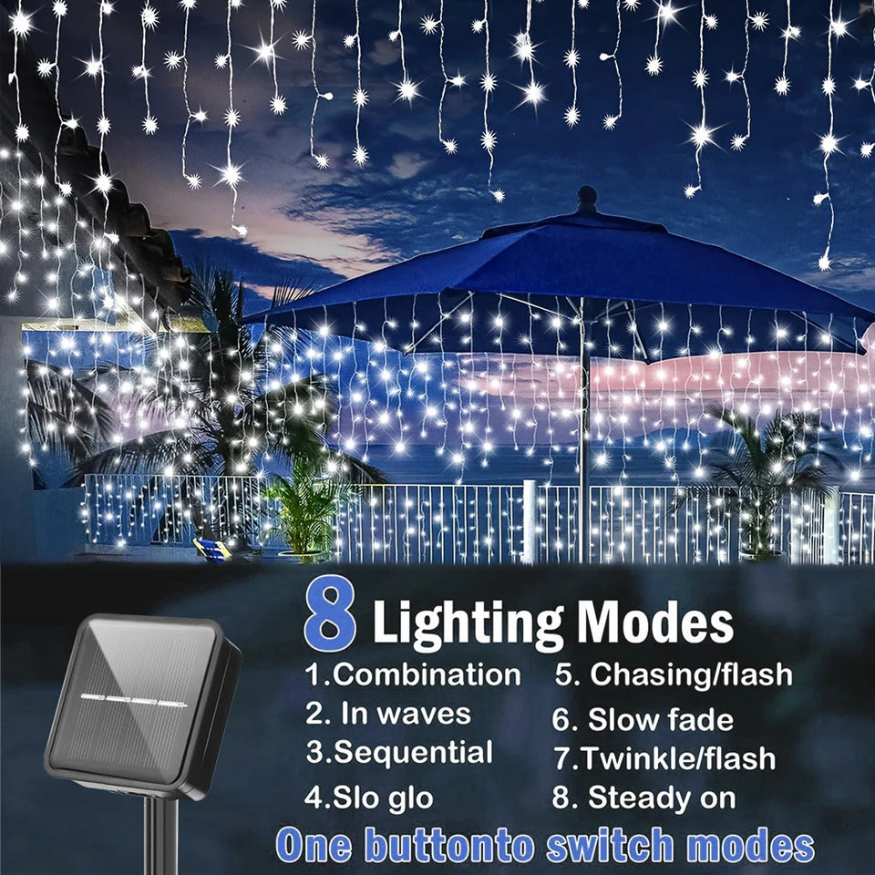 Solar LED Eaves Icicle String Lights