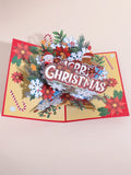 1PC Christmas snowflake floral pattern 3D pop-up greeting card