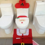3pcs SET Merry Christmas Santa Toilet Seat Cover 3D Cartoon Bathroom Mat