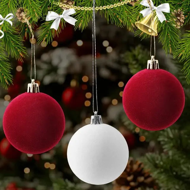 6cm Wine Red Velvet Christmas Balls