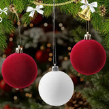 6cm Wine Red Velvet Christmas Balls