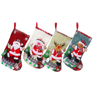 4Pcs Christmas Stockings Set Large Capacity Christmas Ornament Sock