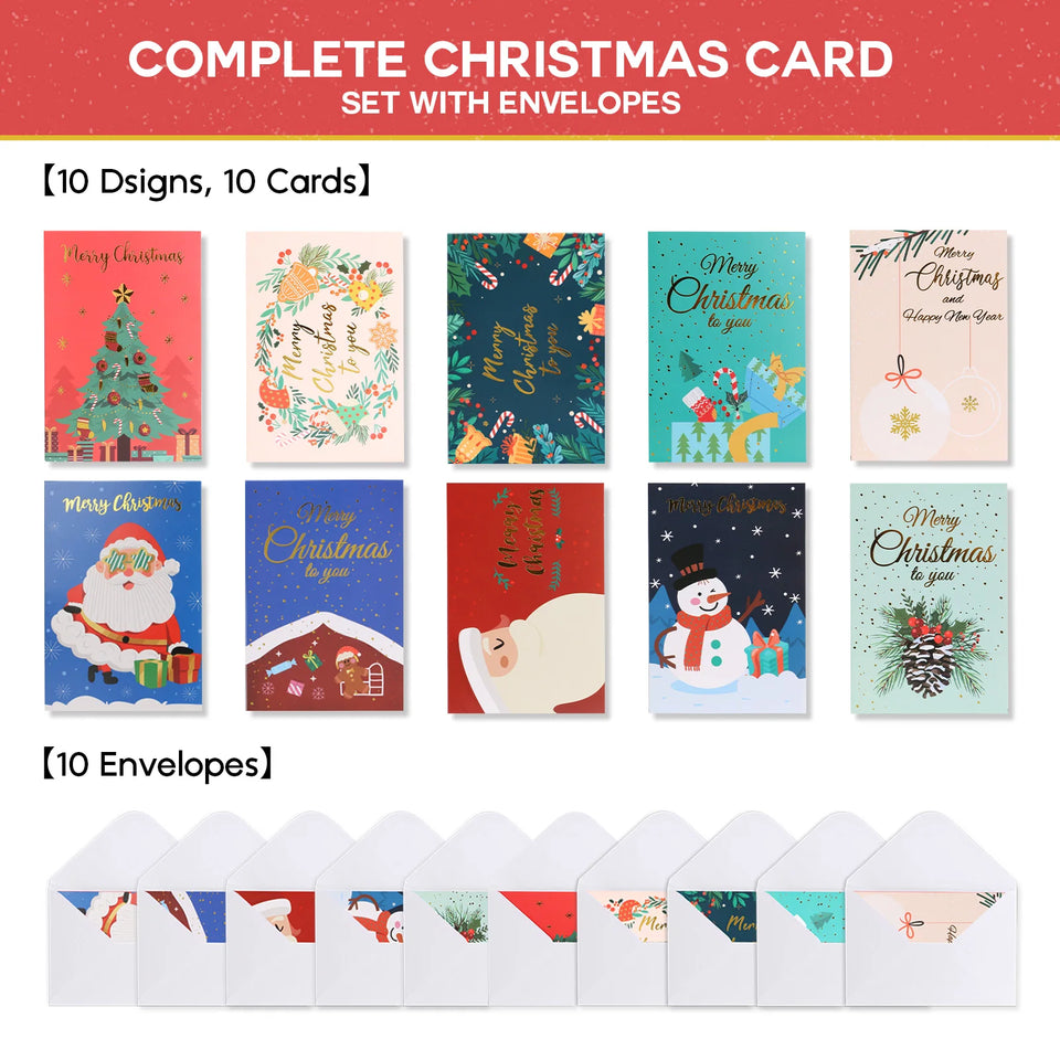 10 in 1 Premium Christmas Card Set