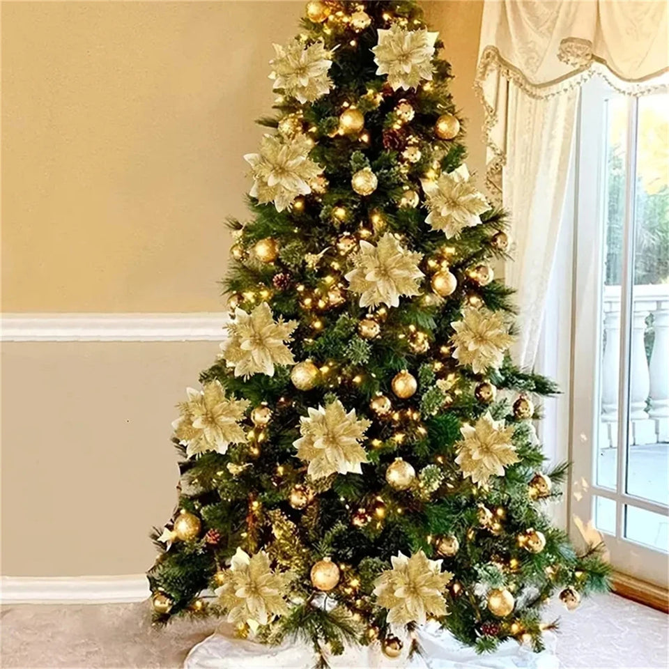 5/10pcs 14.5cm Christmas Flower Ornaments