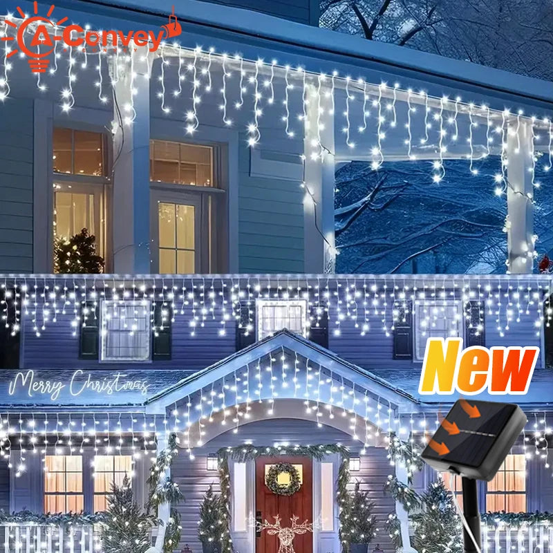 Solar LED Eaves Icicle String Lights
