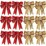 12/1pcs Glitter Bow Gold Red Xmas Tree