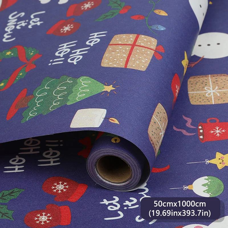 10m/roll Kraft Christmas Wrapping Paper