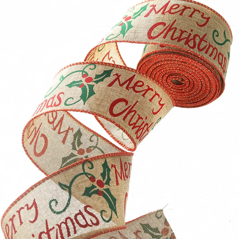 10yards 6cm Wide Printed Rib Band Christmas Bow