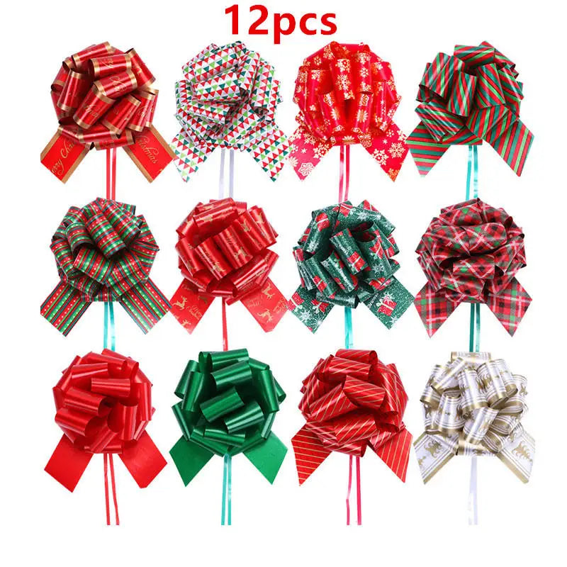 New 12PCS Christmas Pull String Bows