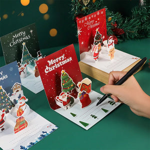 6Pcs Random Pattern 3D Christmas Greeting Cards