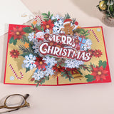 1PC Christmas snowflake floral pattern 3D pop-up greeting card