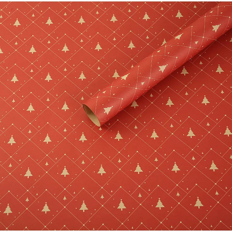 1/6pcs Christmas Wrapping Paper Vintage Kraft Paper Christmas Tree