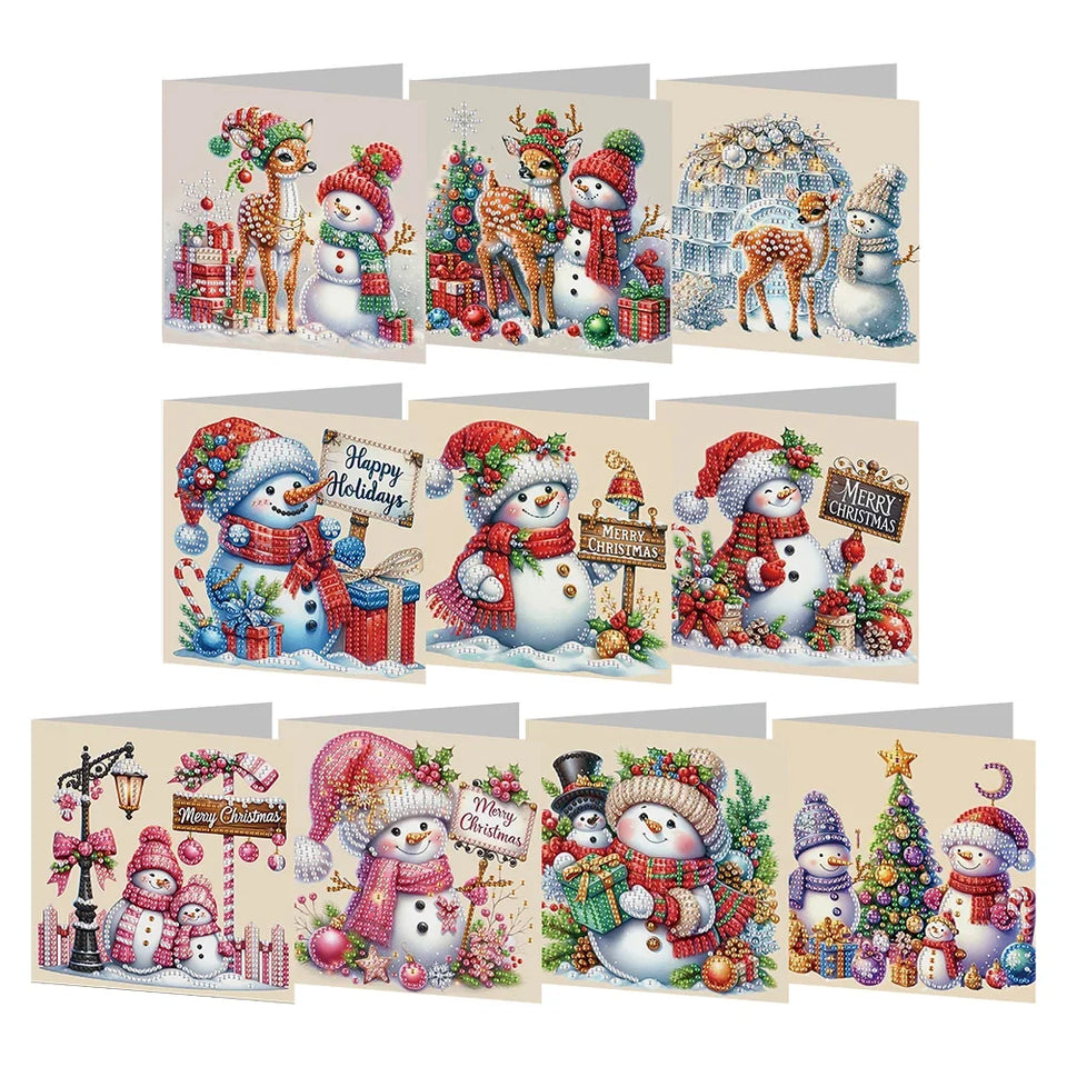 8Pcs Christmas Diamond Handmade Card